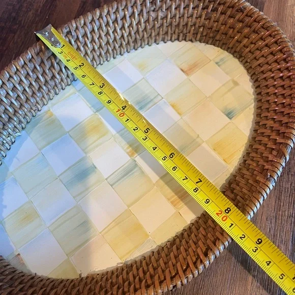 Mackenzie-Childs Woven Basket with Checkered Ceramic Base - Picture 7 of 8